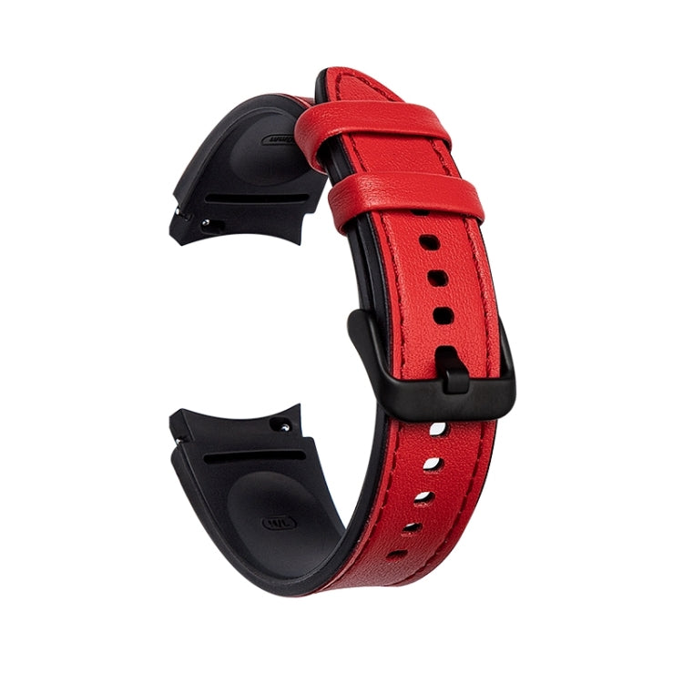 For Samsung Galaxy Watch4 Silicone + Leather Black Buckle Watch Band(Red) - Watch Bands by buy2fix | Online Shopping UK | buy2fix