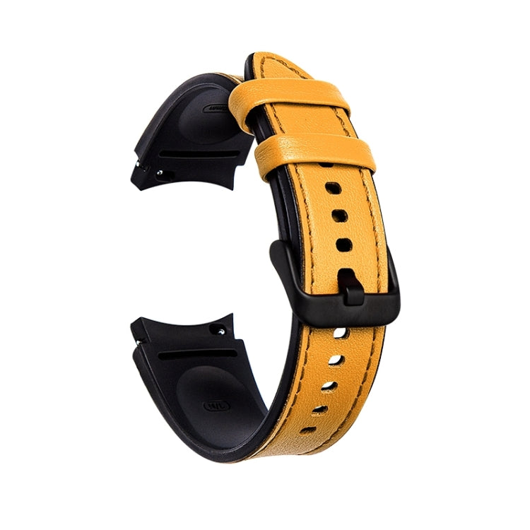 For Samsung Galaxy Watch4 Silicone + Leather Black Buckle Watch Band(Yellow) - Watch Bands by buy2fix | Online Shopping UK | buy2fix