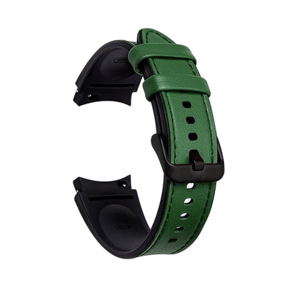 For Samsung Galaxy Watch4 Silicone + Leather Black Buckle Watch Band(Green) - Watch Bands by buy2fix | Online Shopping UK | buy2fix