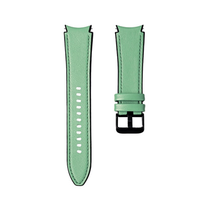 For Samsung Galaxy Watch4 Silicone + Leather Black Buckle Watch Band(Cyan Green) - Watch Bands by buy2fix | Online Shopping UK | buy2fix