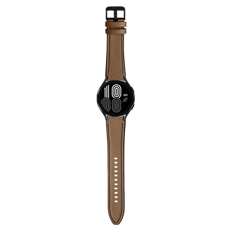 For Samsung Galaxy Watch4 Silicone + Leather Black Buckle Watch Band(Brown) - Watch Bands by buy2fix | Online Shopping UK | buy2fix