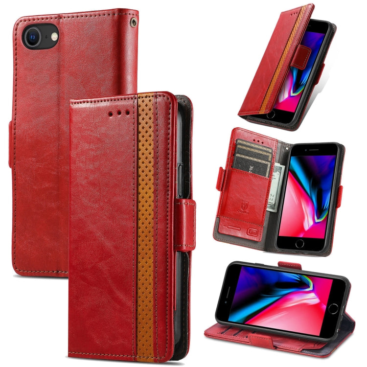 For iPhone SE 2022 / SE 2020 / 8 / 7 CaseNeo Business Splicing Dual Magnetic Buckle Horizontal Flip PU Leather Case with Holder & Card Slots & Wallet(Red) - iPhone SE 2022 / 2020 / 8 / 7 Cases by buy2fix | Online Shopping UK | buy2fix