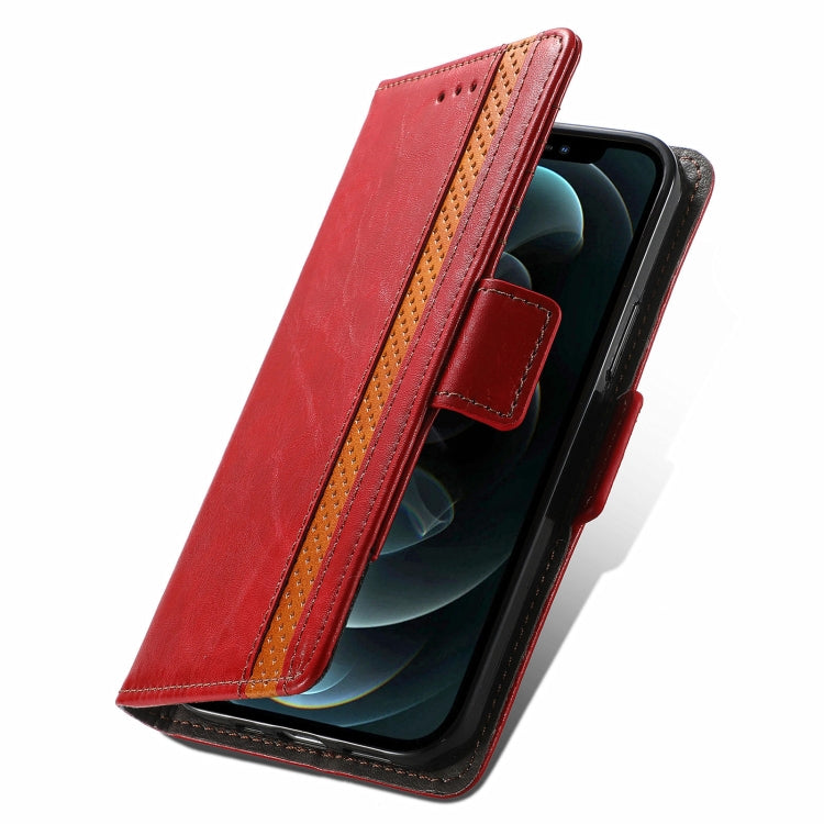 For iPhone 13 CaseNeo Business Splicing Dual Magnetic Buckle Horizontal Flip PU Leather Case with Holder & Card Slots & Wallet(Red) by buy2fix