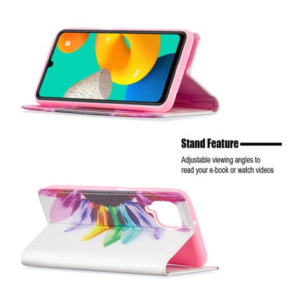 For Samsung Galaxy M32 Colored Drawing Pattern Invisible Magnetic Horizontal Flip PU Leather Case with Holder & Card Slots & Wallet(Sun Flower) by buy2fix
