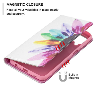 For Samsung Galaxy M32 Colored Drawing Pattern Invisible Magnetic Horizontal Flip PU Leather Case with Holder & Card Slots & Wallet(Sun Flower) by buy2fix