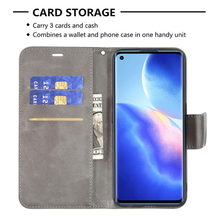 For OPPO Reno5 5G Retro Lambskin Texture Pure Color Horizontal Flip PU Leather Case with Holder & Card Slots & Wallet & Lanyard(Grey) - OPPO Cases by buy2fix | Online Shopping UK | buy2fix