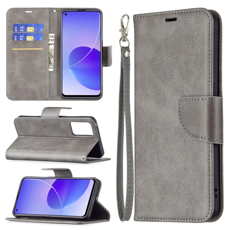 For OPPO Reno6 5G Retro Lambskin Texture Pure Color Horizontal Flip PU Leather Case with Holder & Card Slots & Wallet & Lanyard(Grey) - OPPO Cases by buy2fix | Online Shopping UK | buy2fix