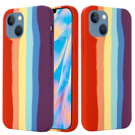 For iPhone 13 mini Rainbow Liquid Silicone Shockproof Full Coverage Protective Case (Red) - iPhone 13 mini Cases by buy2fix | Online Shopping UK | buy2fix