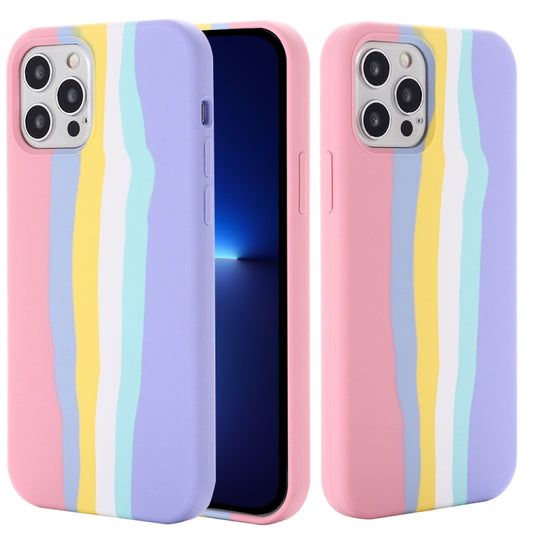 For iPhone 13 Pro Rainbow Liquid Silicone Shockproof Full Coverage Protective Case (Pink) - iPhone 13 Pro Cases by buy2fix | Online Shopping UK | buy2fix