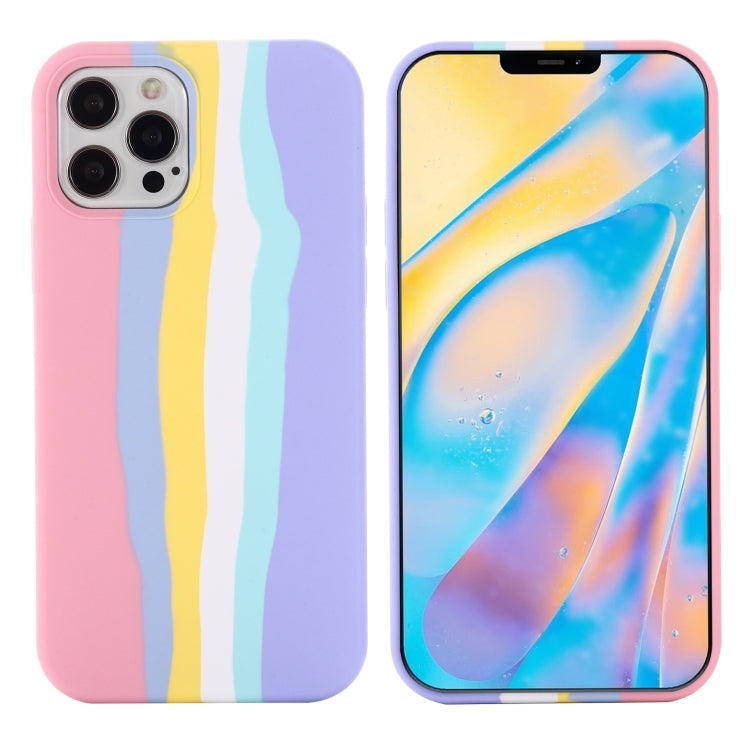 For iPhone 13 Pro Max Rainbow Liquid Silicone Shockproof Full Coverage Protective Case (Pink) - iPhone 13 Pro Max Cases by buy2fix | Online Shopping UK | buy2fix