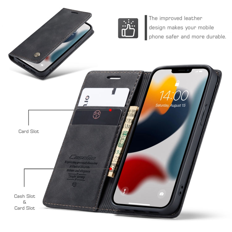 For iPhone 13 mini CaseMe-013 Multifunctional Retro Frosted Horizontal Flip Leather Case with Card Slot & Holder & Wallet (Black) - iPhone 13 mini Cases by CaseMe | Online Shopping UK | buy2fix