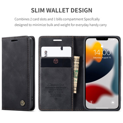 For iPhone 13 CaseMe-013 Multifunctional Retro Frosted Horizontal Flip Leather Case with Card Slot & Holder & Wallet(Black) - iPhone 13 Cases by CaseMe | Online Shopping UK | buy2fix