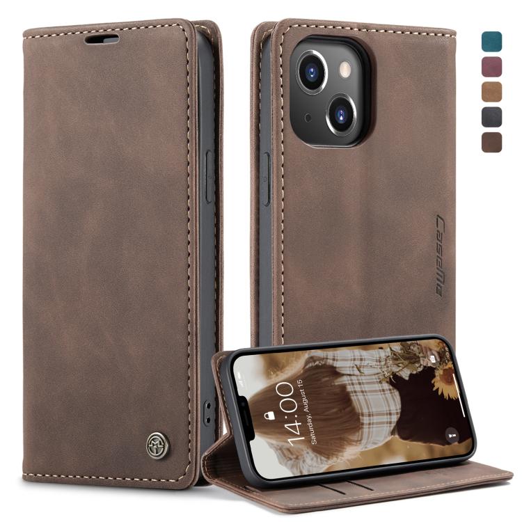 For iPhone 13 CaseMe-013 Multifunctional Retro Frosted Horizontal Flip Leather Case with Card Slot & Holder & Wallet(Coffee) by CaseMe