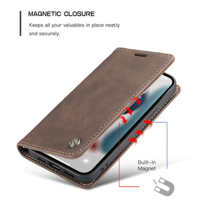 For iPhone 13 CaseMe-013 Multifunctional Retro Frosted Horizontal Flip Leather Case with Card Slot & Holder & Wallet(Coffee) by CaseMe
