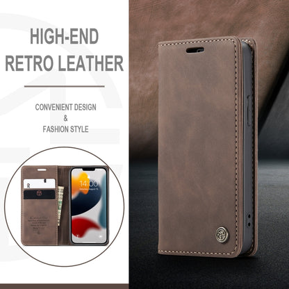 For iPhone 13 CaseMe-013 Multifunctional Retro Frosted Horizontal Flip Leather Case with Card Slot & Holder & Wallet(Coffee) by CaseMe