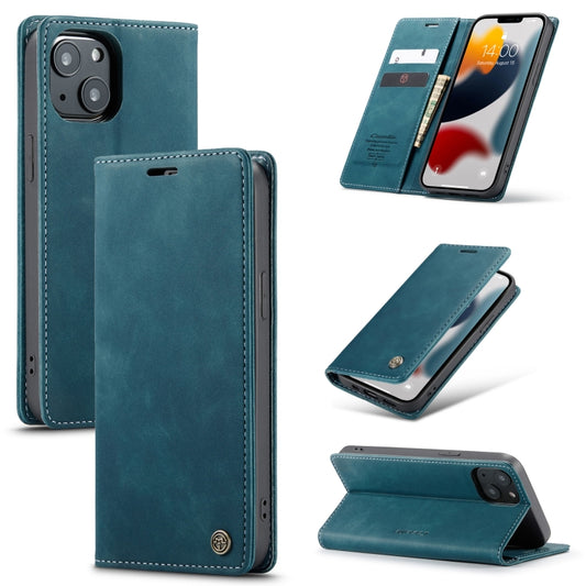 For iPhone 13 CaseMe-013 Multifunctional Retro Frosted Horizontal Flip Leather Case with Card Slot & Holder & Wallet(Blue) - iPhone 13 Cases by CaseMe | Online Shopping UK | buy2fix