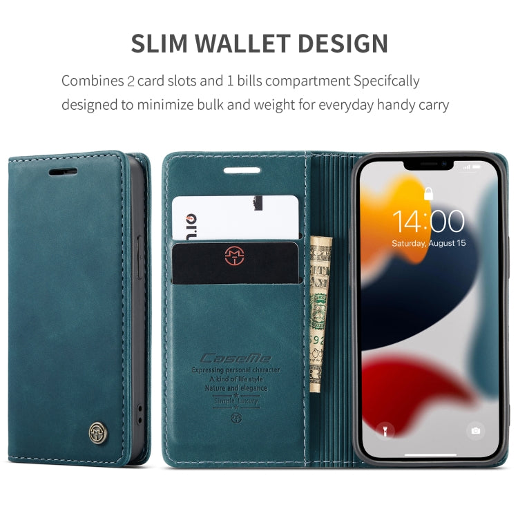 For iPhone 13 CaseMe-013 Multifunctional Retro Frosted Horizontal Flip Leather Case with Card Slot & Holder & Wallet(Blue) - iPhone 13 Cases by CaseMe | Online Shopping UK | buy2fix