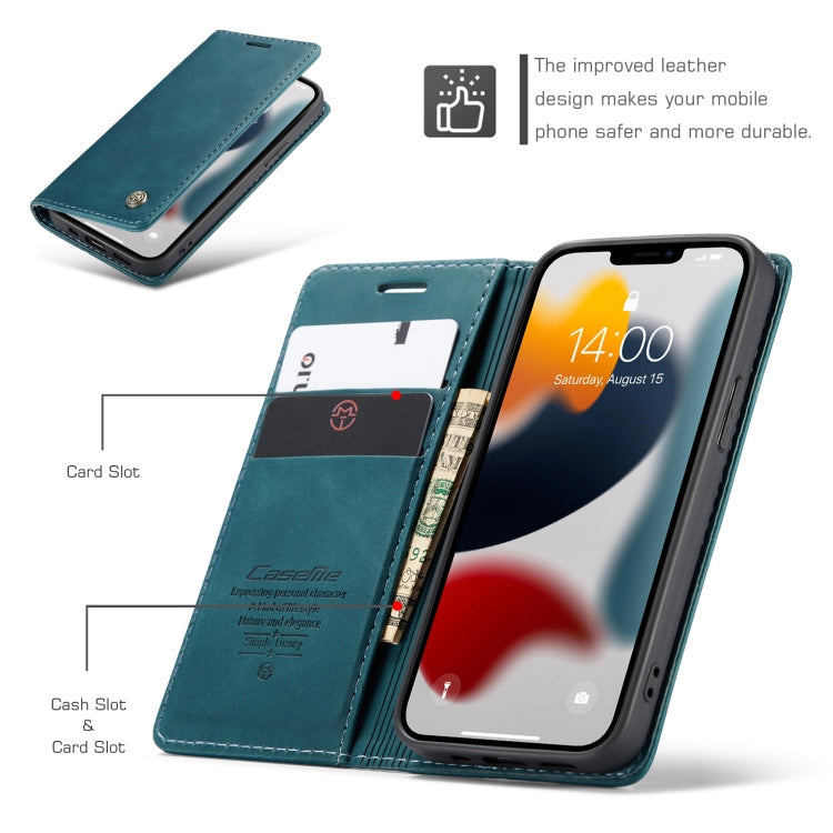 For iPhone 13 CaseMe-013 Multifunctional Retro Frosted Horizontal Flip Leather Case with Card Slot & Holder & Wallet(Blue) - iPhone 13 Cases by CaseMe | Online Shopping UK | buy2fix