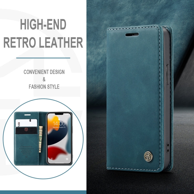 For iPhone 13 CaseMe-013 Multifunctional Retro Frosted Horizontal Flip Leather Case with Card Slot & Holder & Wallet(Blue) - iPhone 13 Cases by CaseMe | Online Shopping UK | buy2fix