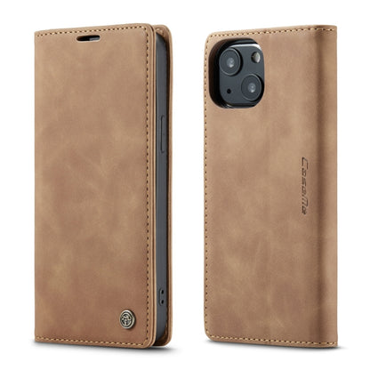 For iPhone 13 CaseMe-013 Multifunctional Retro Frosted Horizontal Flip Leather Case with Card Slot & Holder & Wallet(Brown) by CaseMe