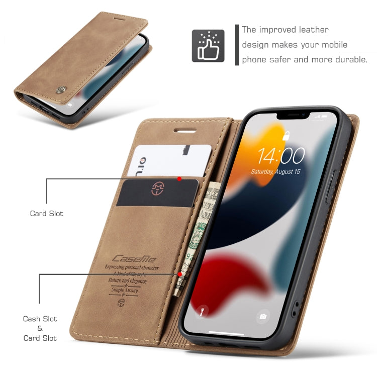 For iPhone 13 CaseMe-013 Multifunctional Retro Frosted Horizontal Flip Leather Case with Card Slot & Holder & Wallet(Brown) - iPhone 13 Cases by CaseMe | Online Shopping UK | buy2fix