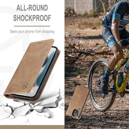 For iPhone 13 CaseMe-013 Multifunctional Retro Frosted Horizontal Flip Leather Case with Card Slot & Holder & Wallet(Brown) by CaseMe