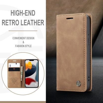 For iPhone 13 CaseMe-013 Multifunctional Retro Frosted Horizontal Flip Leather Case with Card Slot & Holder & Wallet(Brown) by CaseMe