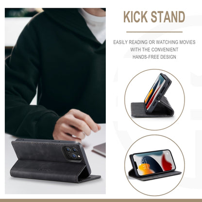 For iPhone 13 Pro CaseMe-013 Multifunctional Retro Frosted Horizontal Flip Leather Case with Card Slot & Holder & Wallet (Black) by CaseMe