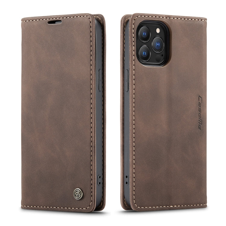 For iPhone 13 Pro CaseMe-013 Multifunctional Retro Frosted Horizontal Flip Leather Case with Card Slot & Holder & Wallet (Coffee) - iPhone 13 Pro Cases by CaseMe | Online Shopping UK | buy2fix