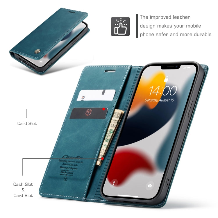 For iPhone 13 Pro CaseMe-013 Multifunctional Retro Frosted Horizontal Flip Leather Case with Card Slot & Holder & Wallet (Blue) - iPhone 13 Pro Cases by CaseMe | Online Shopping UK | buy2fix