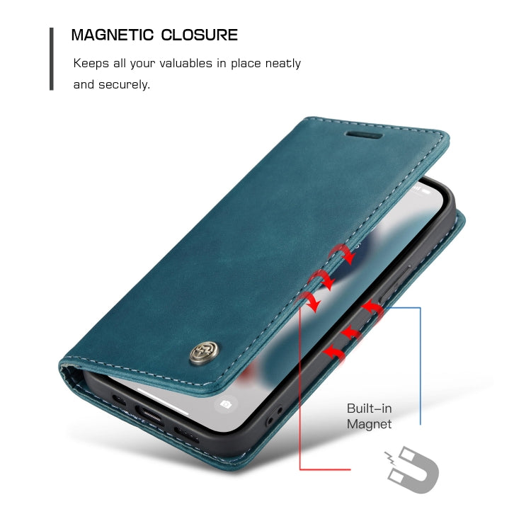 For iPhone 13 Pro CaseMe-013 Multifunctional Retro Frosted Horizontal Flip Leather Case with Card Slot & Holder & Wallet (Blue) - iPhone 13 Pro Cases by CaseMe | Online Shopping UK | buy2fix