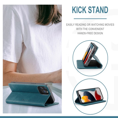 For iPhone 13 Pro CaseMe-013 Multifunctional Retro Frosted Horizontal Flip Leather Case with Card Slot & Holder & Wallet (Blue) by CaseMe