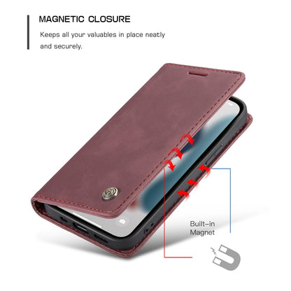 For iPhone 13 Pro CaseMe-013 Multifunctional Retro Frosted Horizontal Flip Leather Case with Card Slot & Holder & Wallet (Wine Red) - iPhone 13 Pro Cases by CaseMe | Online Shopping UK | buy2fix