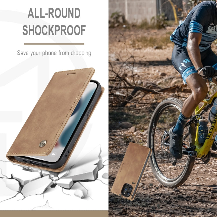 For iPhone 13 Pro CaseMe-013 Multifunctional Retro Frosted Horizontal Flip Leather Case with Card Slot & Holder & Wallet (Brown) by CaseMe