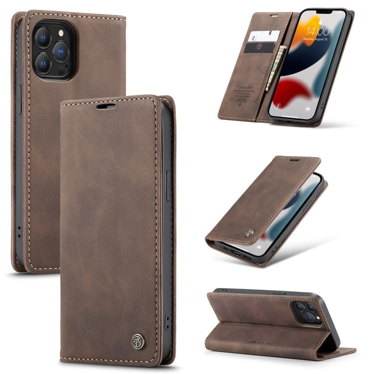 For iPhone 13 Pro Max CaseMe-013 Multifunctional Retro Frosted Horizontal Flip Leather Case with Card Slot & Holder & Wallet (Coffee) - iPhone 13 Pro Max Cases by CaseMe | Online Shopping UK | buy2fix