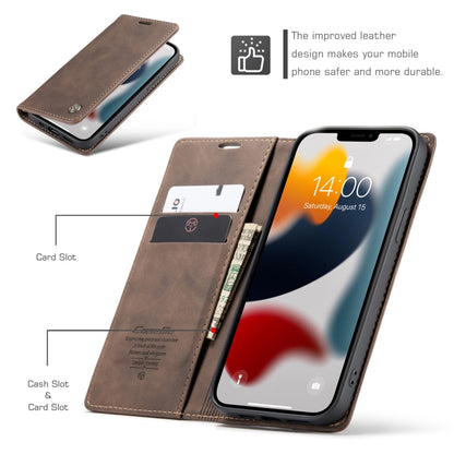 For iPhone 13 Pro Max CaseMe-013 Multifunctional Retro Frosted Horizontal Flip Leather Case with Card Slot & Holder & Wallet (Coffee) by CaseMe