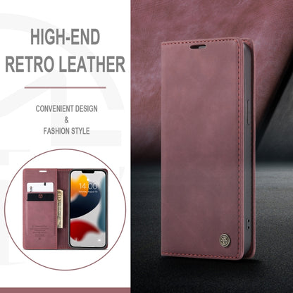 For iPhone 13 Pro Max CaseMe-013 Multifunctional Retro Frosted Horizontal Flip Leather Case with Card Slot & Holder & Wallet (Wine Red) by CaseMe