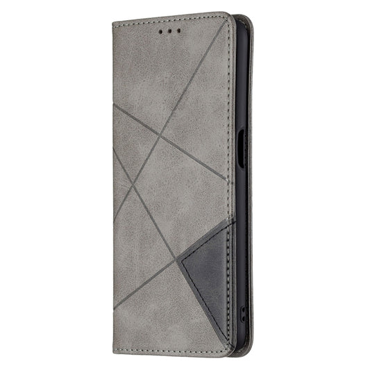 For OPPO A54 4G / A55 5G Rhombus Texture Horizontal Flip Magnetic Leather Case with Holder & Card Slots(Grey) by buy2fix