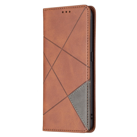 For OPPO A94 4G / Reno 5F / F19 Pro Rhombus Texture Horizontal Flip Magnetic Leather Case with Holder & Card Slots(Brown) by buy2fix
