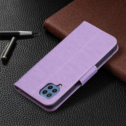 For Samsung Galaxy M32 Embossing Two Butterflies Pattern Horizontal Flip PU Leather Case with Holder & Card Slot & Wallet & Lanyard(Purple) by buy2fix