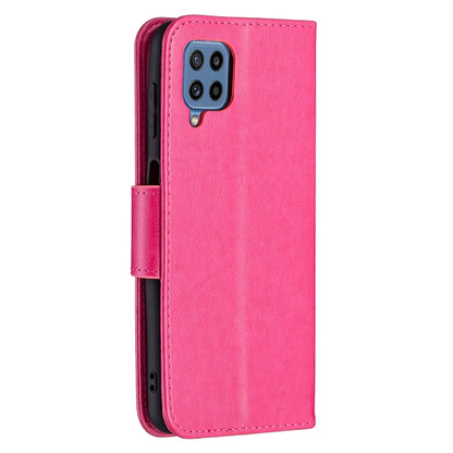 For Samsung Galaxy M32 Embossing Two Butterflies Pattern Horizontal Flip PU Leather Case with Holder & Card Slot & Wallet & Lanyard(Rose Red) by buy2fix