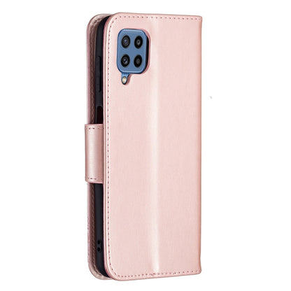 For Samsung Galaxy M32 Embossing Two Butterflies Pattern Horizontal Flip PU Leather Case with Holder & Card Slot & Wallet & Lanyard(Rose Gold) by buy2fix