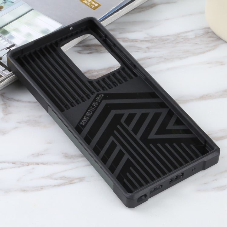 For Samsung Galaxy Note20 Ultra Sliding Camera Cover Design PC + TPU Shockproof Case with Ring Holder & Card Slot(Dark Green) by buy2fix