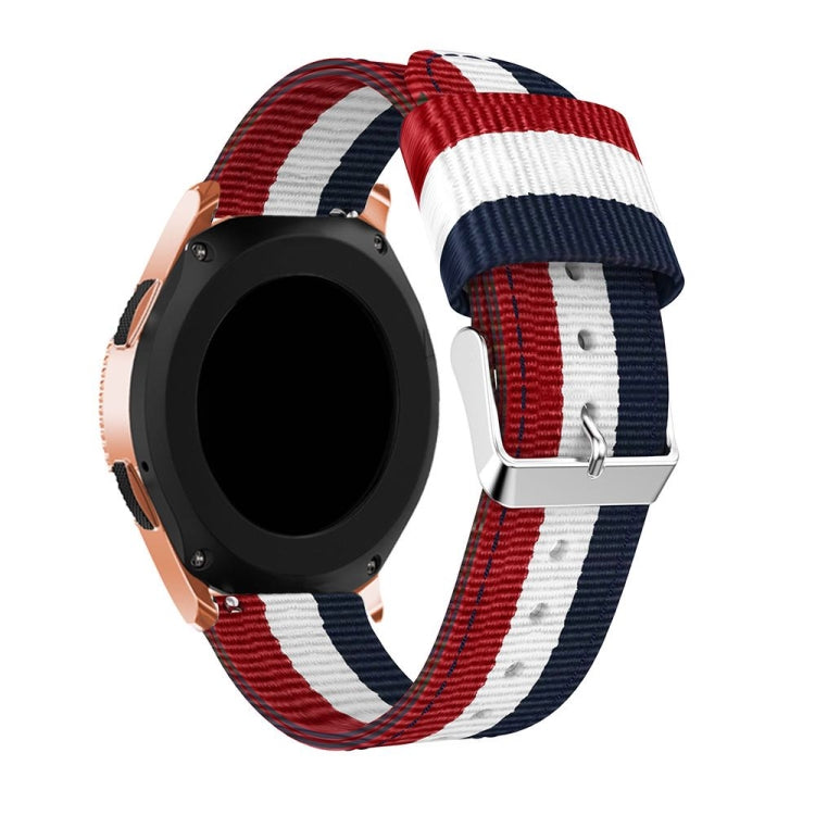 For Samsung Galaxy Watch4 40/44mm & Watch4 Classic 42/46mm Split Nylon Watch Band(Blue White Red) - Watch Bands by buy2fix | Online Shopping UK | buy2fix