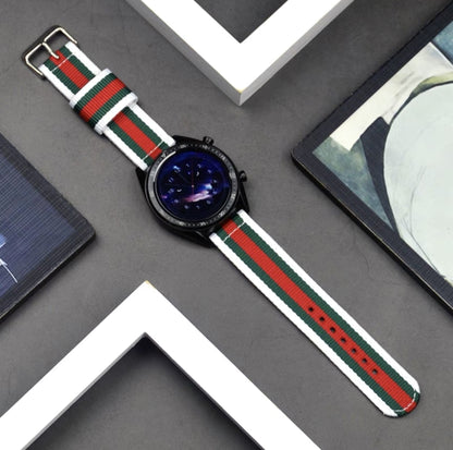 For Samsung Galaxy Watch4 40/44mm & Watch4 Classic 42/46mm Split Nylon Watch Band(Black Grey) - Watch Bands by buy2fix | Online Shopping UK | buy2fix
