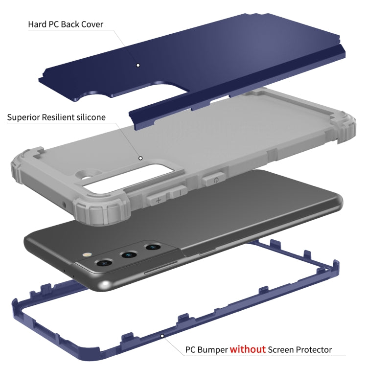 For Samsung Galaxy S21 5G 3 in 1 Shockproof PC + Silicone Protective Case(Navy Blue + Grey) - Galaxy S21 5G Cases by buy2fix | Online Shopping UK | buy2fix