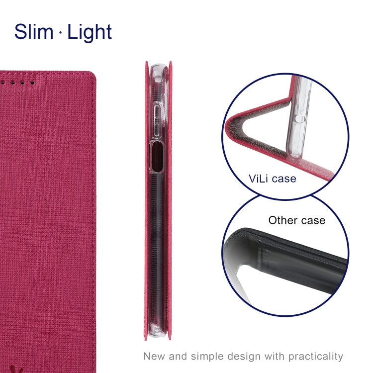 For Samsung Galaxy A22 5G ViLi DMX Series Shockproof TPU + PU Leather Magnetic Attraction Horizontal Flip Case with Card Slot & Holder(Rose Red) - Galaxy Phone Cases by ViLi | Online Shopping UK | buy2fix