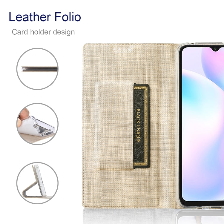 For Samsung Galaxy A22 5G ViLi DMX Series Shockproof TPU + PU Leather Magnetic Attraction Horizontal Flip Case with Card Slot & Holder(Gold) - Galaxy Phone Cases by ViLi | Online Shopping UK | buy2fix