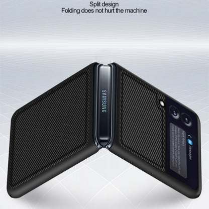 For Samsung Galaxy Z Flip3 5G Solid Color Carbon Fiber Texture PU Shockproof Protective Case(Carbon Gold) by buy2fix