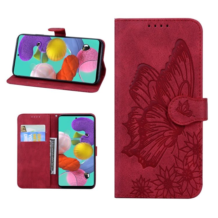 For iPhone 13 mini Retro Skin Feel Butterflies Embossing Horizontal Flip Leather Case with Holder & Card Slots & Wallet (Red) by buy2fix